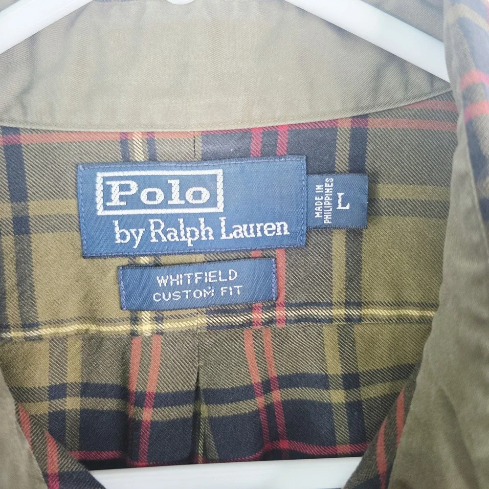 Polo Ralph Lauren Whitfield Button Down Flannel Green/Red Mens Large Custom Fit